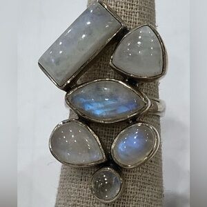 Vintage Sterling Silver 925 ARYO Ring Moonstone Artisan Statement sz 6.5 Marked